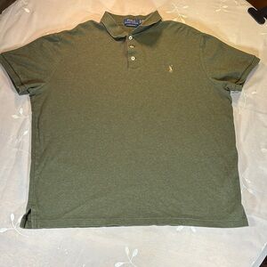 Polo by Ralph Lauren Men's Green Olive Polo Shirt Custom Slim Fit XLarge Coton